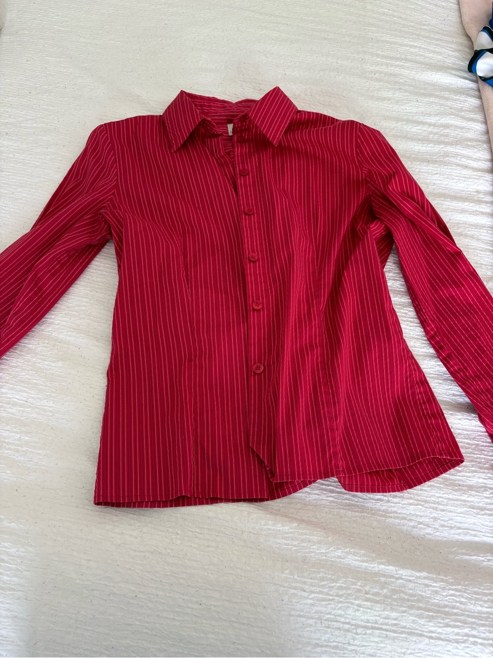 Anne Klein Red Pinstripe Button-Down Shirt